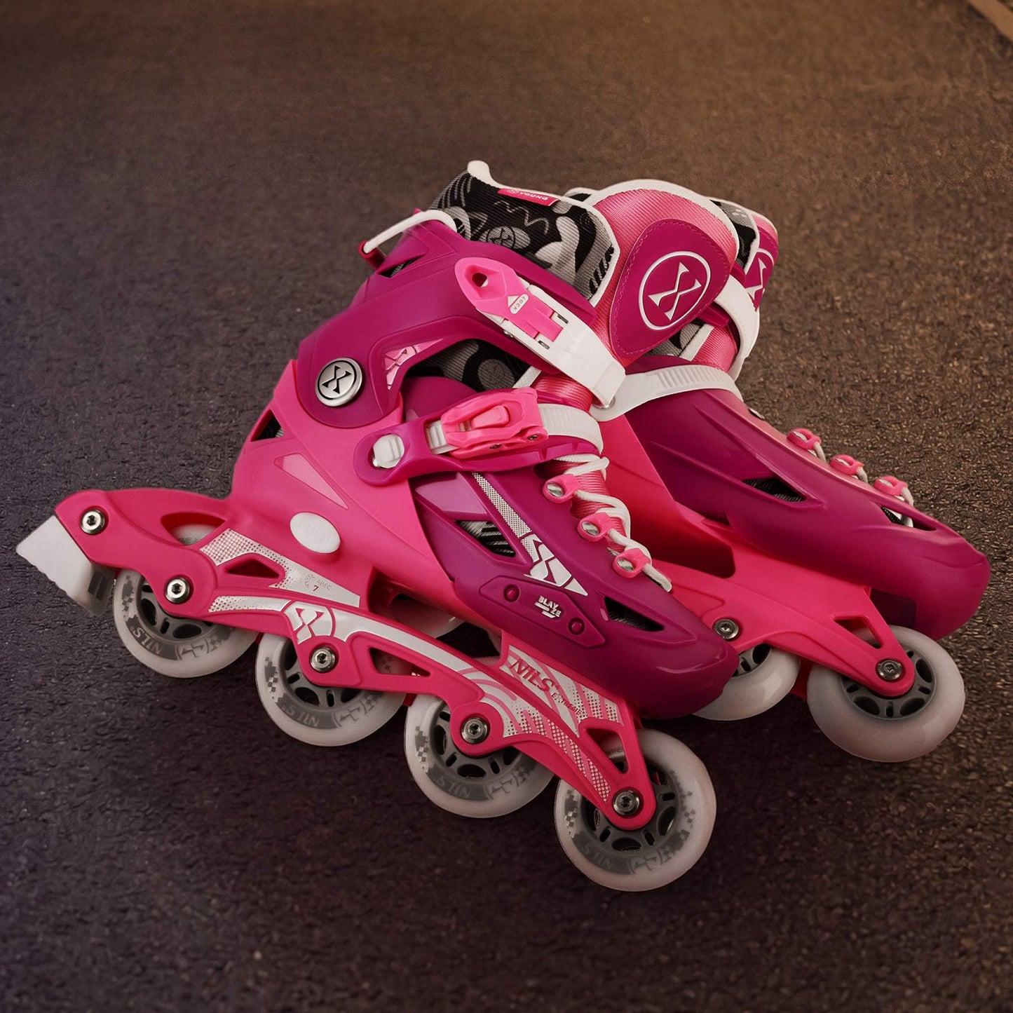 Adjustable Inline Skates, Pink, Size M 35-38