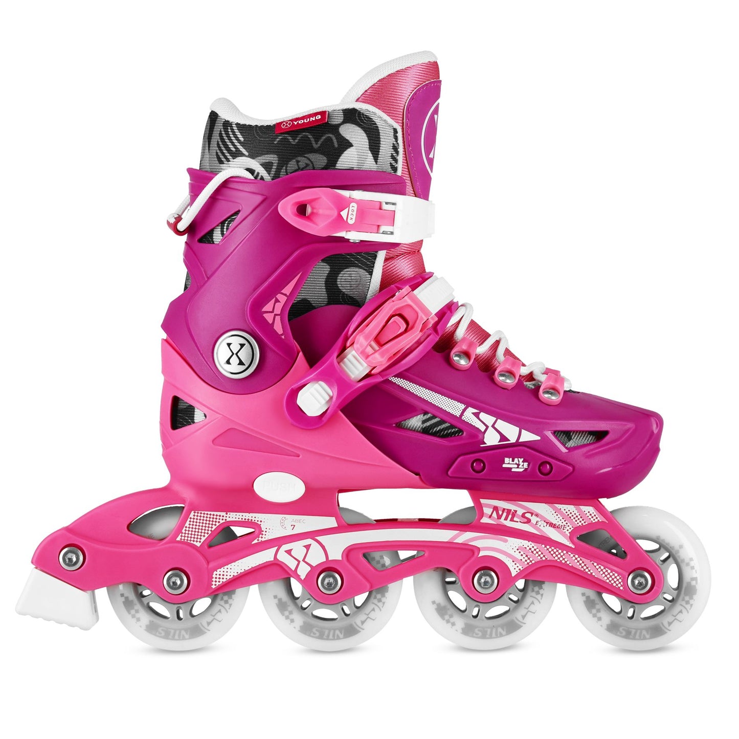 Adjustable Inline Skates, Pink, Size M 35-38