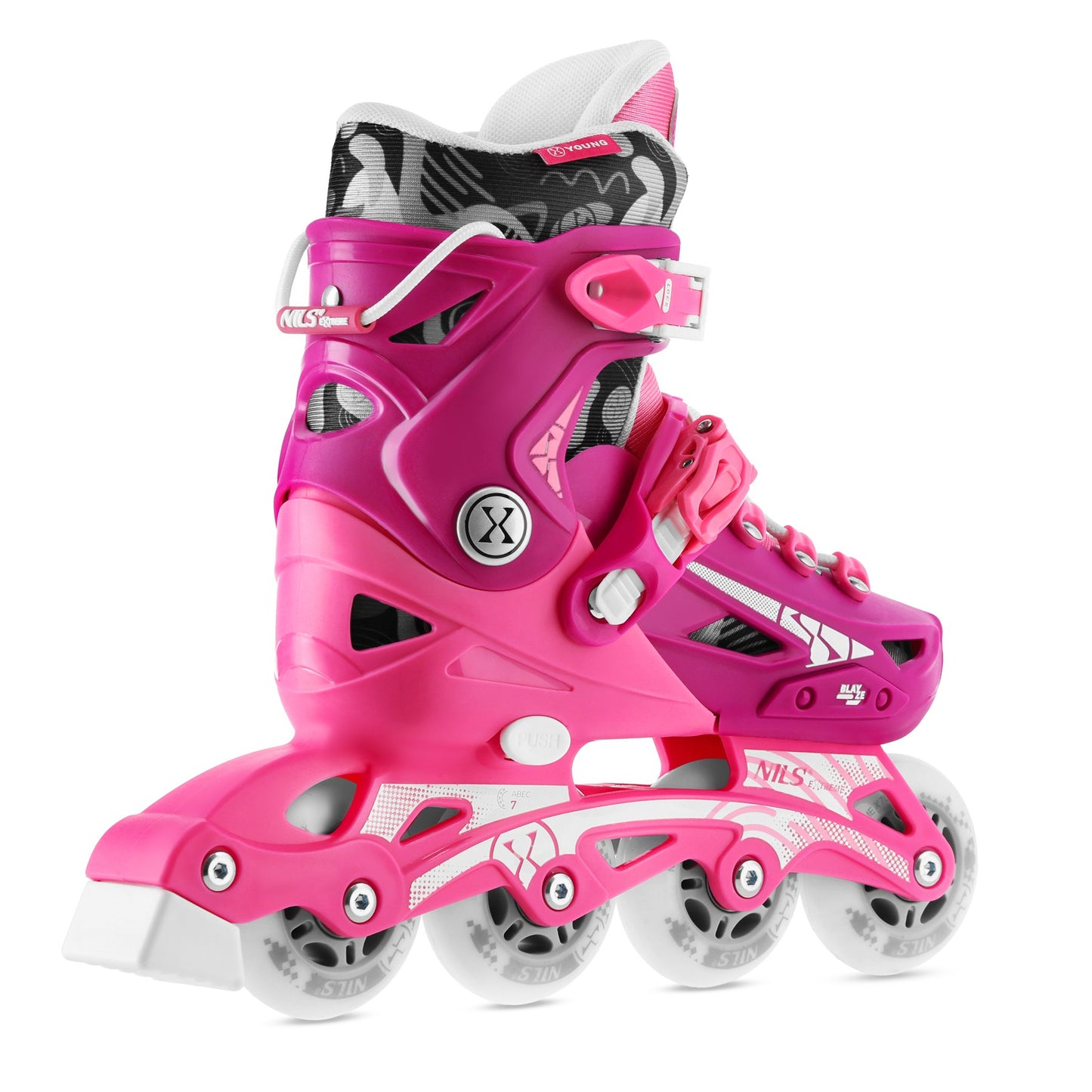 Adjustable Inline Skates, Pink, Size M 35-38