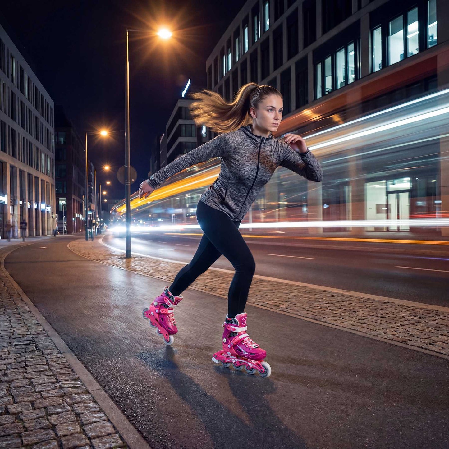 Adjustable Inline Skates, Pink, Size M 35-38