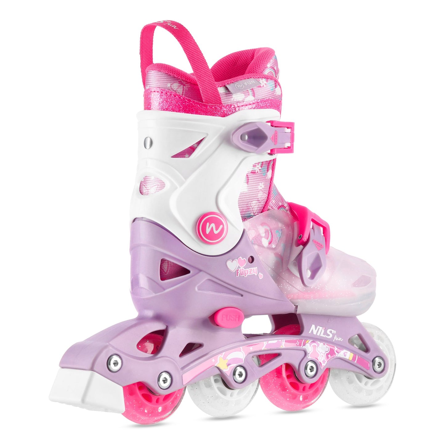 Adjustable Inline Skates, Pink, Size XS (27-30), 2-in-1