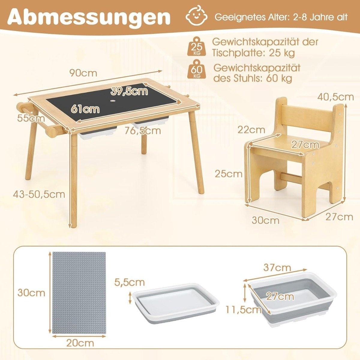 Adjustable Kids Activity Table with Reversible Top