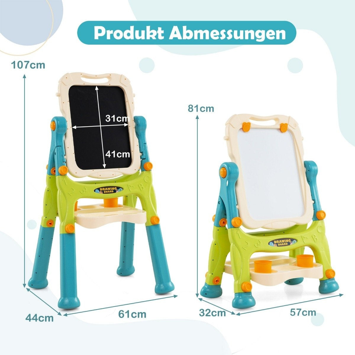 Adjustable Kids Easel with Double-Sided Whiteboard & Chalkboard