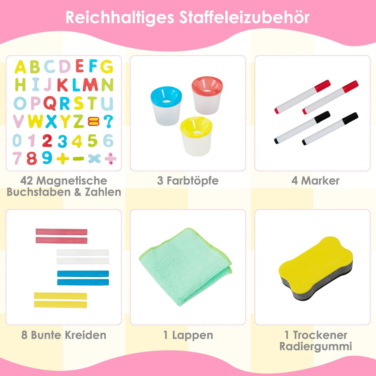 Adjustable Kids Easel with Magnetic Board & Accessories