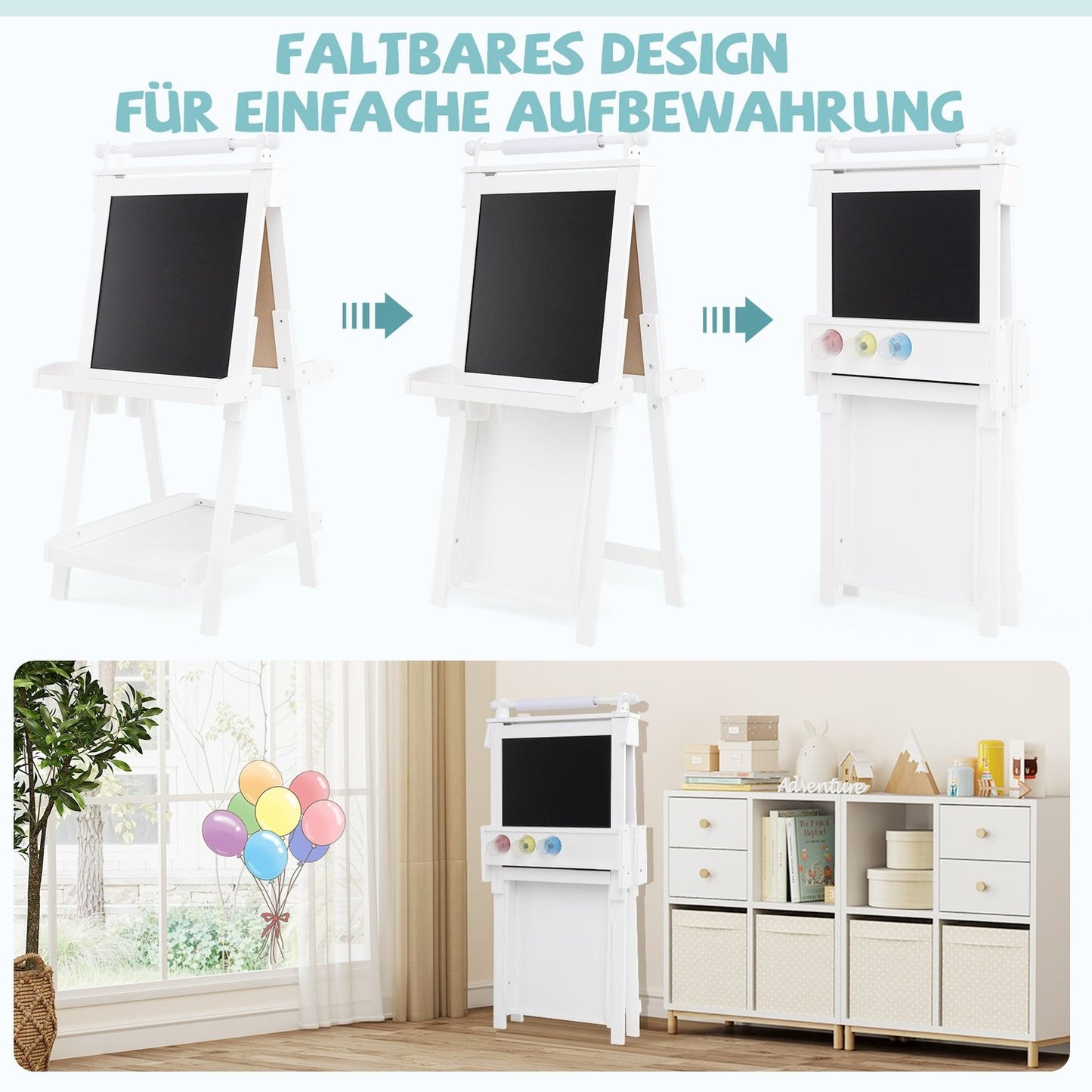 Adjustable Kids Easel with Whiteboard & Magnetic Board