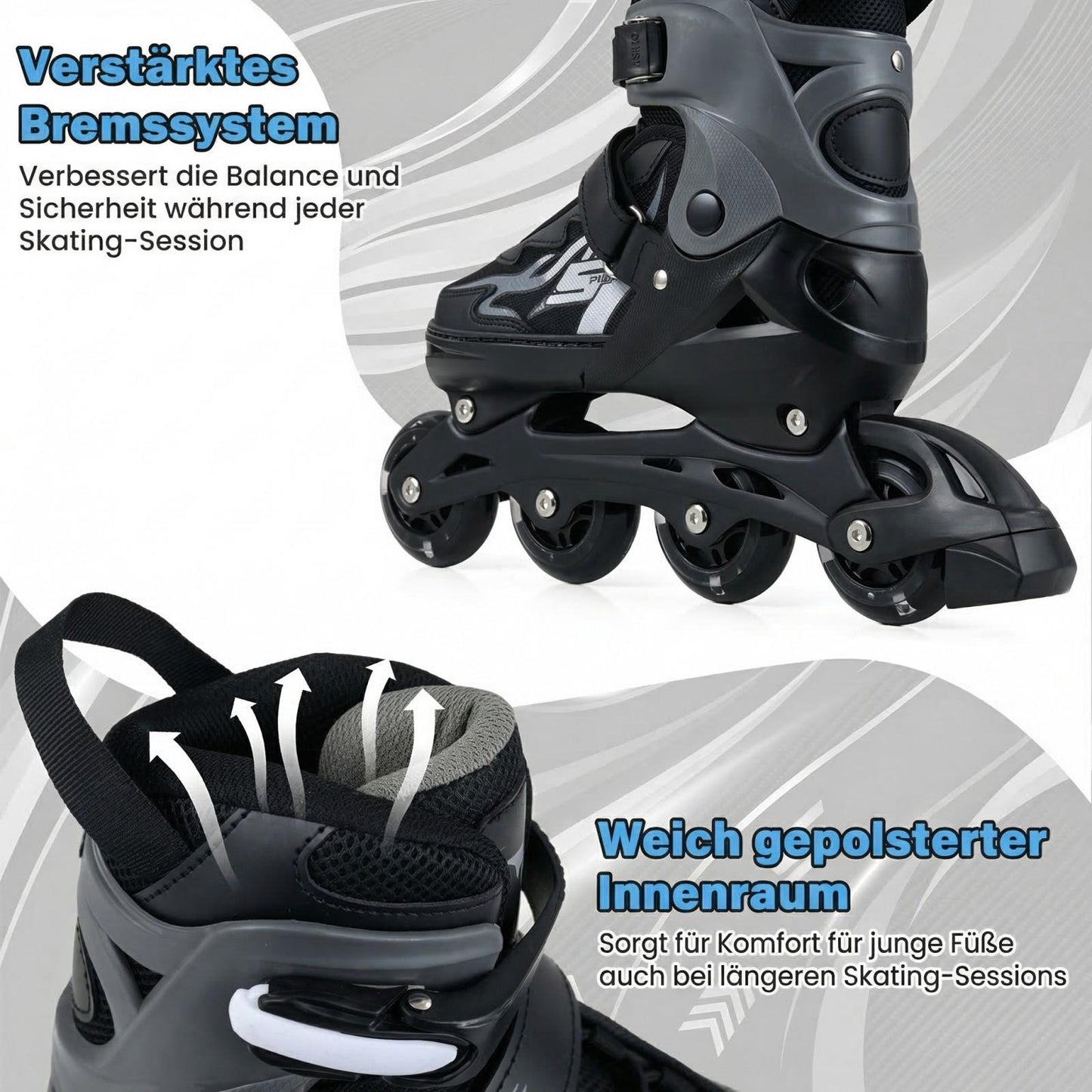 Adjustable Kids Inline Skates with Light-Up Wheels, Size M