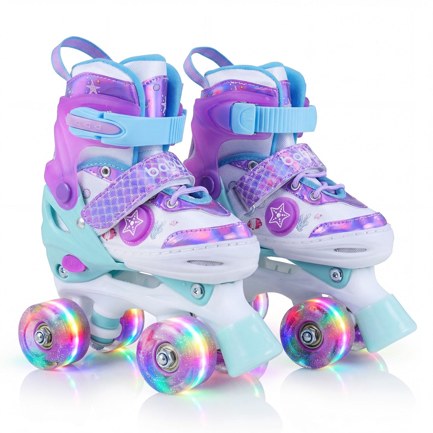 Adjustable Kids Quad Skates with Light-Up Wheels, EU 27-31