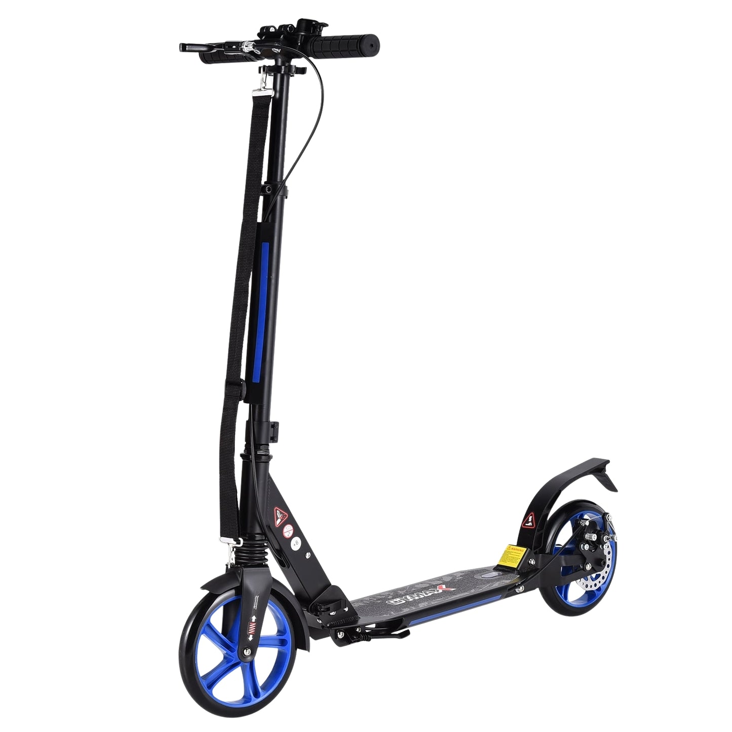 Adjustable Kids Scooter, Foldable, Black & Blue Wheels