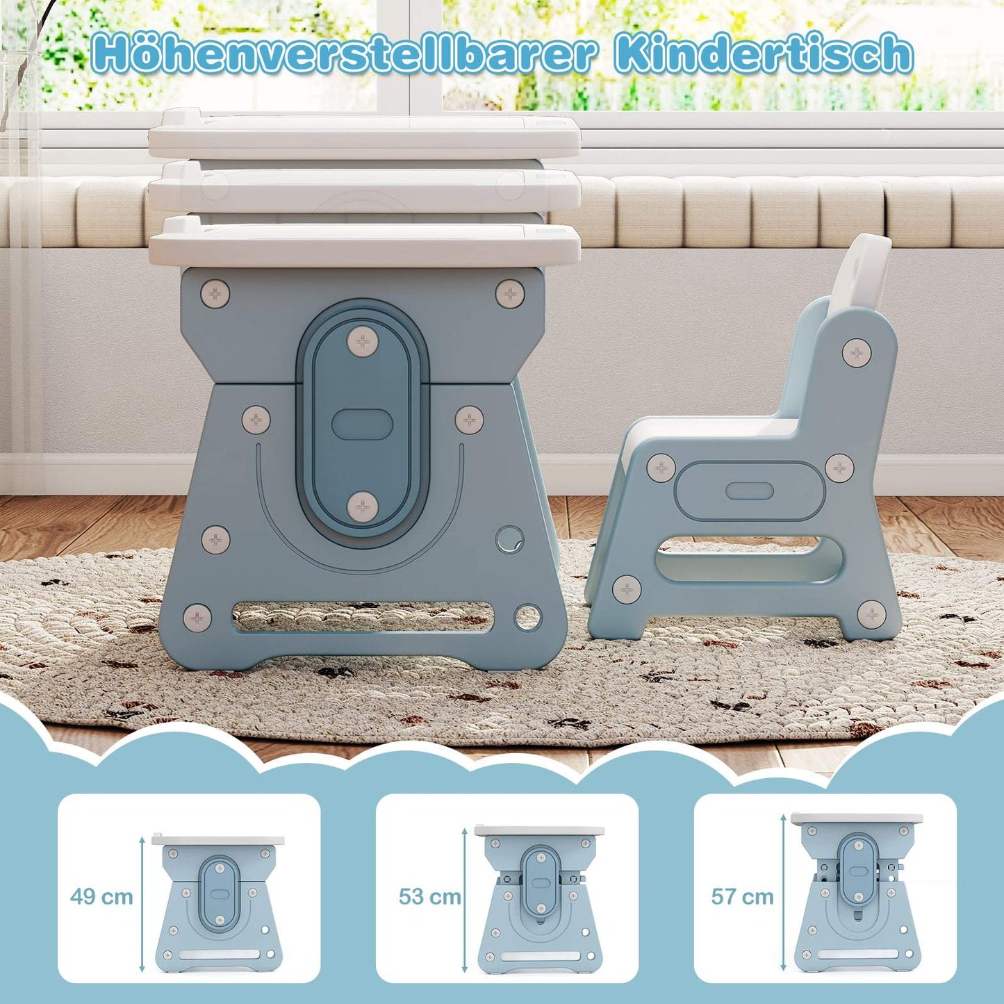 Adjustable Kids Table & Chair Set with Tilt Whiteboard