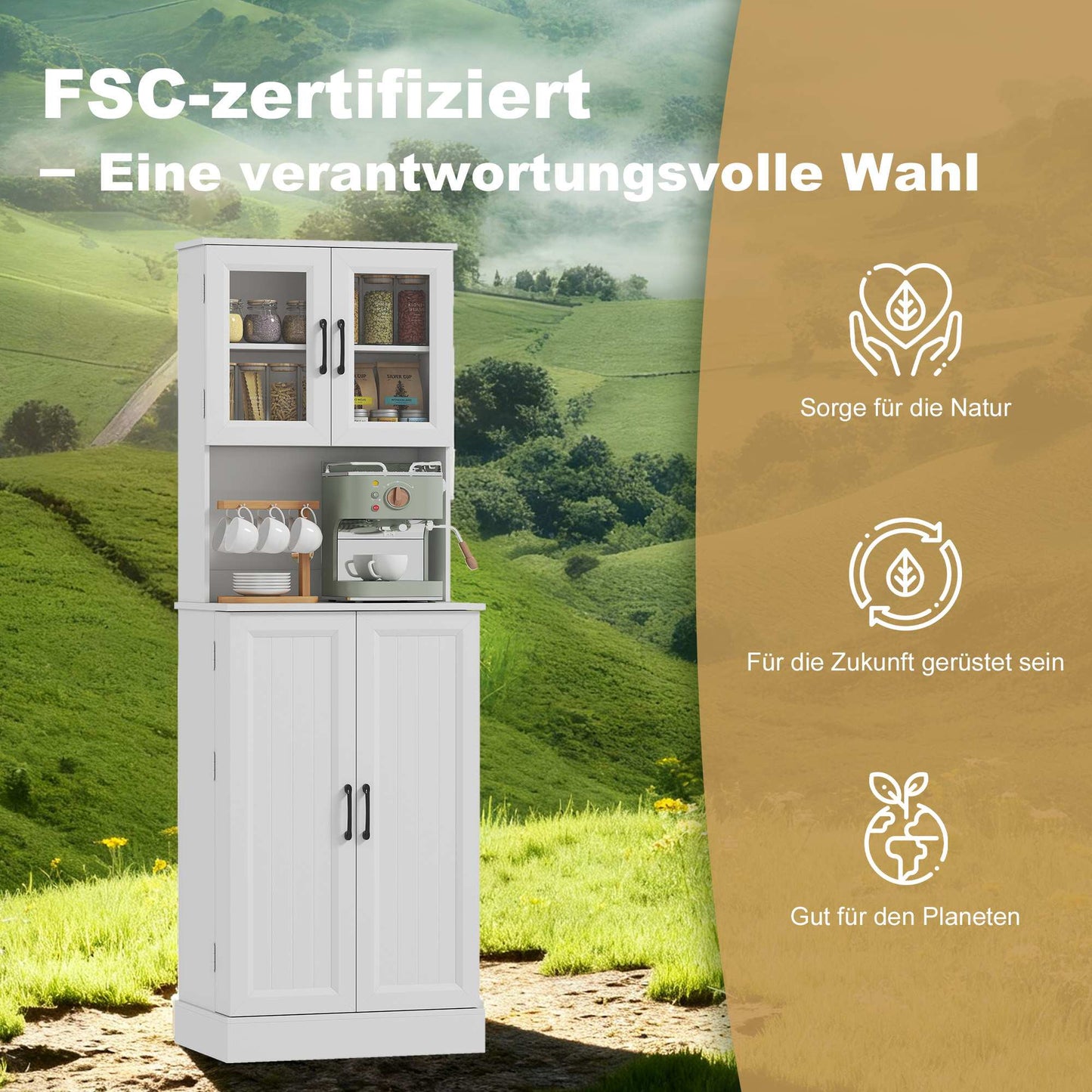Adjustable Kitchen Cabinet, MDF, Acrylic Doors, White