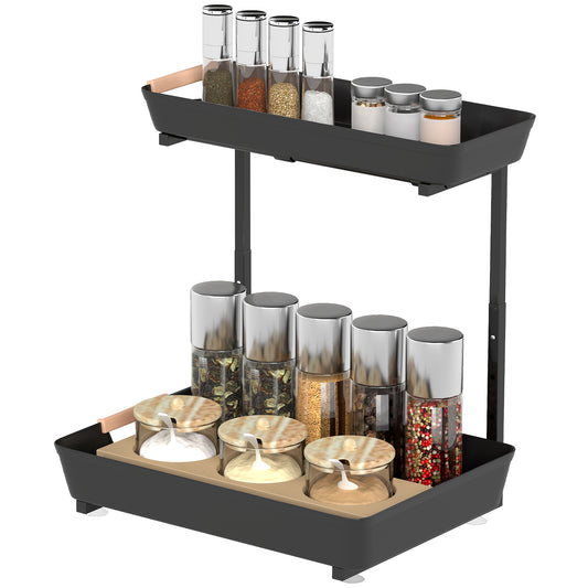 Adjustable Kitchen Shelf with 2 Baskets, 40 x 30 x 33.5-42 cm