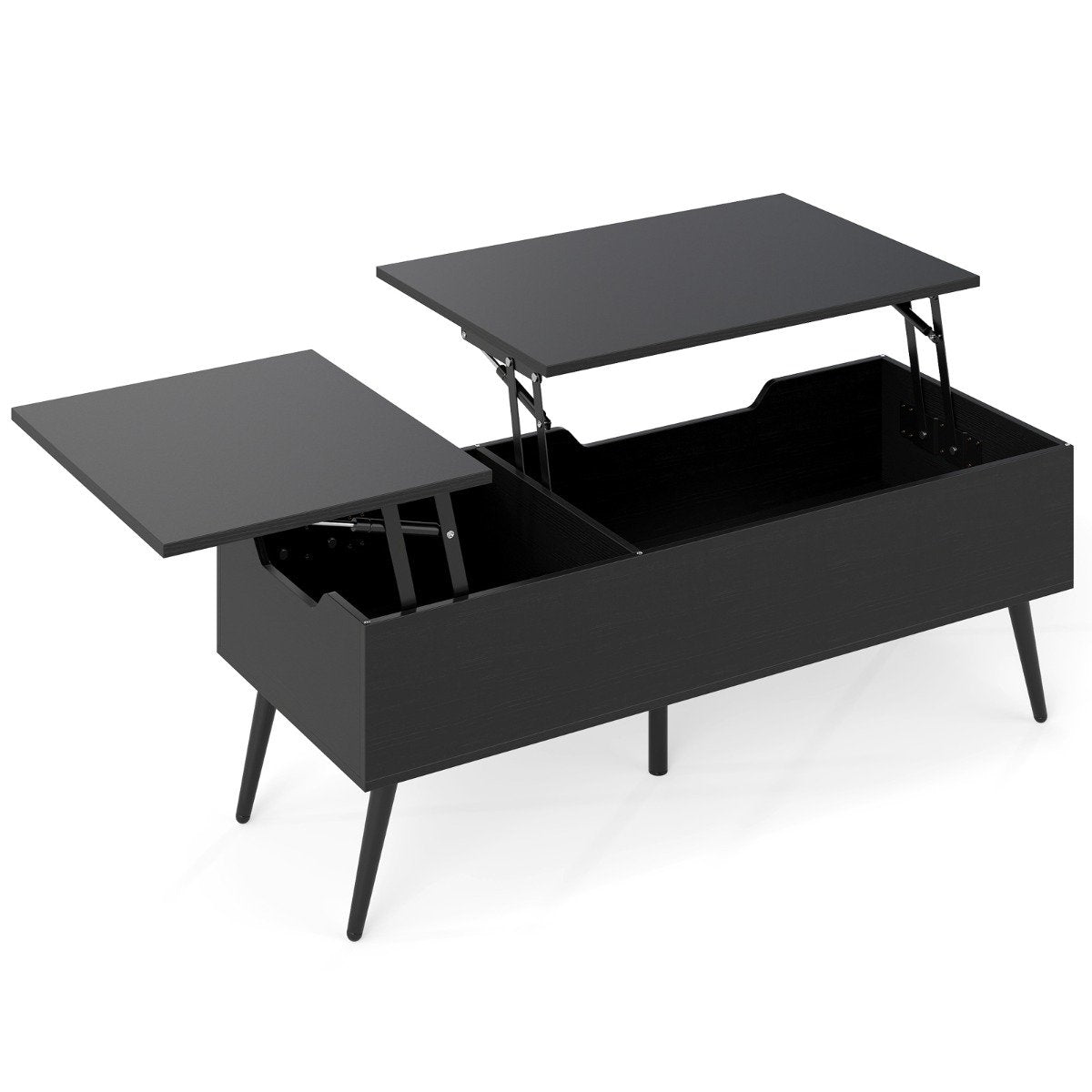 Adjustable Lift-Top Coffee Table with Hidden Storage, Black