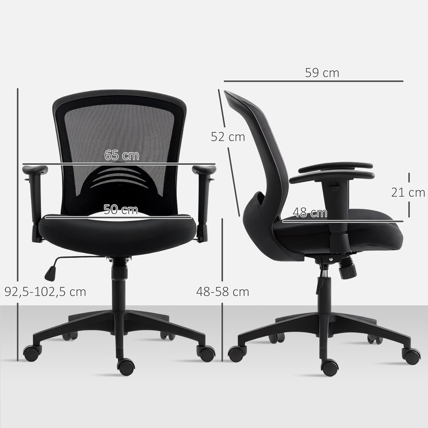 Adjustable Mesh Office Chair, Rolling, Black