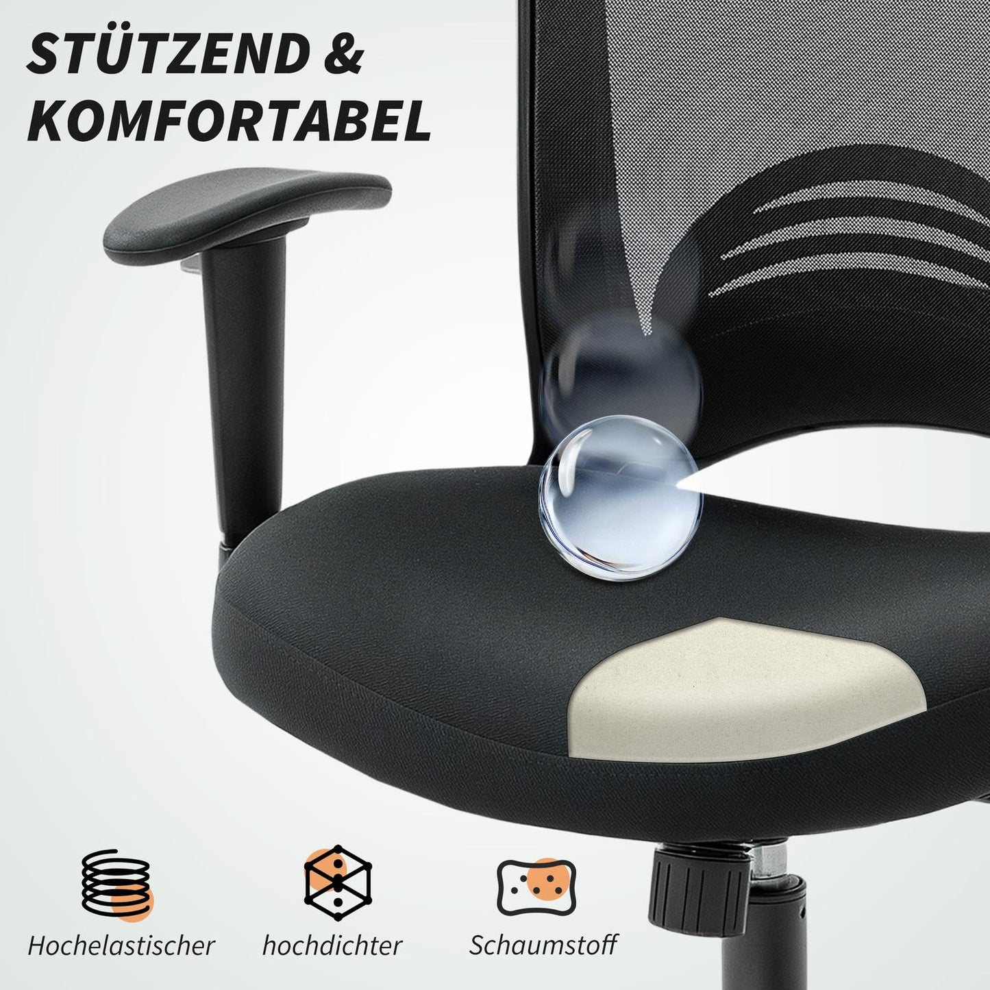 Adjustable Mesh Office Chair, Rolling, Black