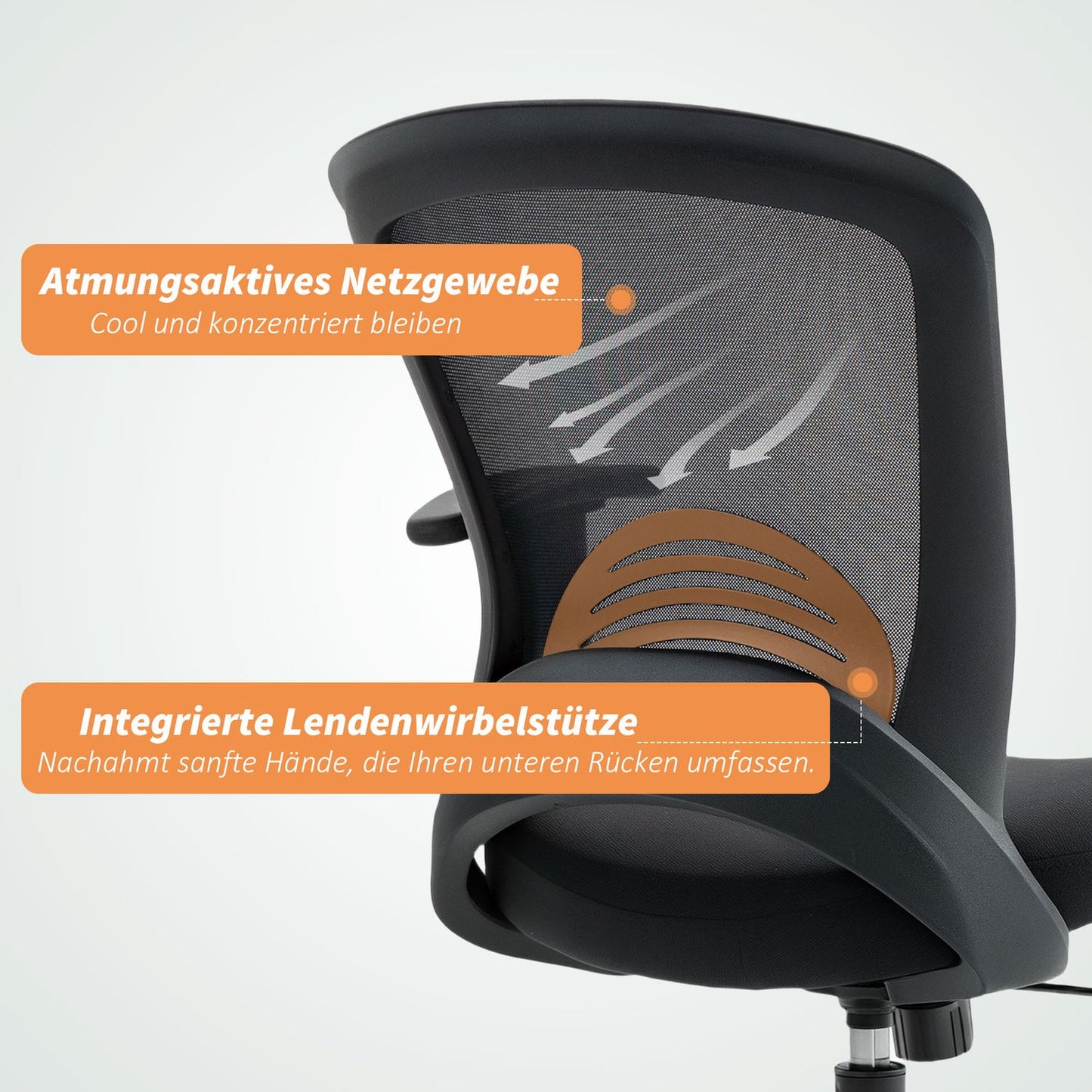 Adjustable Mesh Office Chair, Rolling, Black