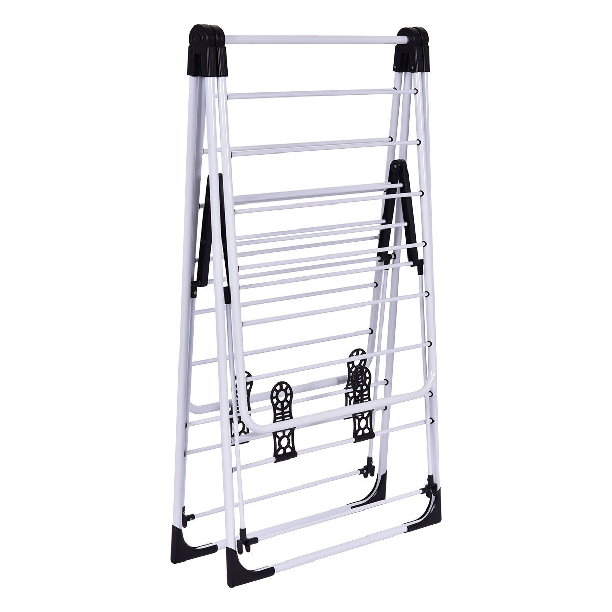 Adjustable Metal Clothes Drying Rack with Shoe Shelves