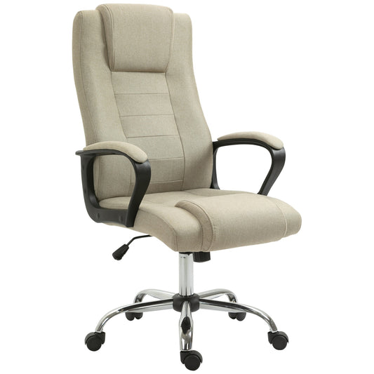 Adjustable Office Chair, Linen Look, Beige, Swivel, 5 Wheels