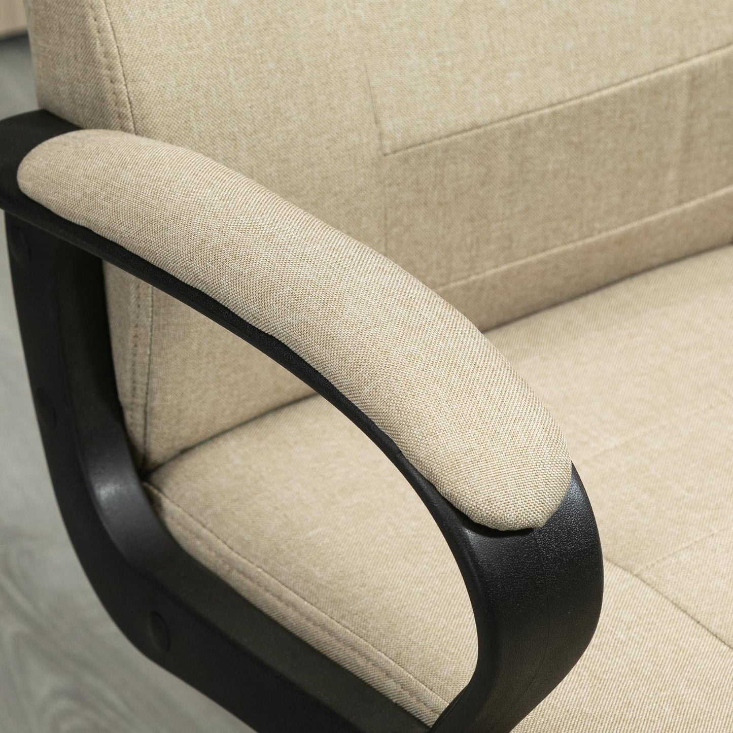 Adjustable Office Chair, Linen Look, Beige, Swivel, 5 Wheels