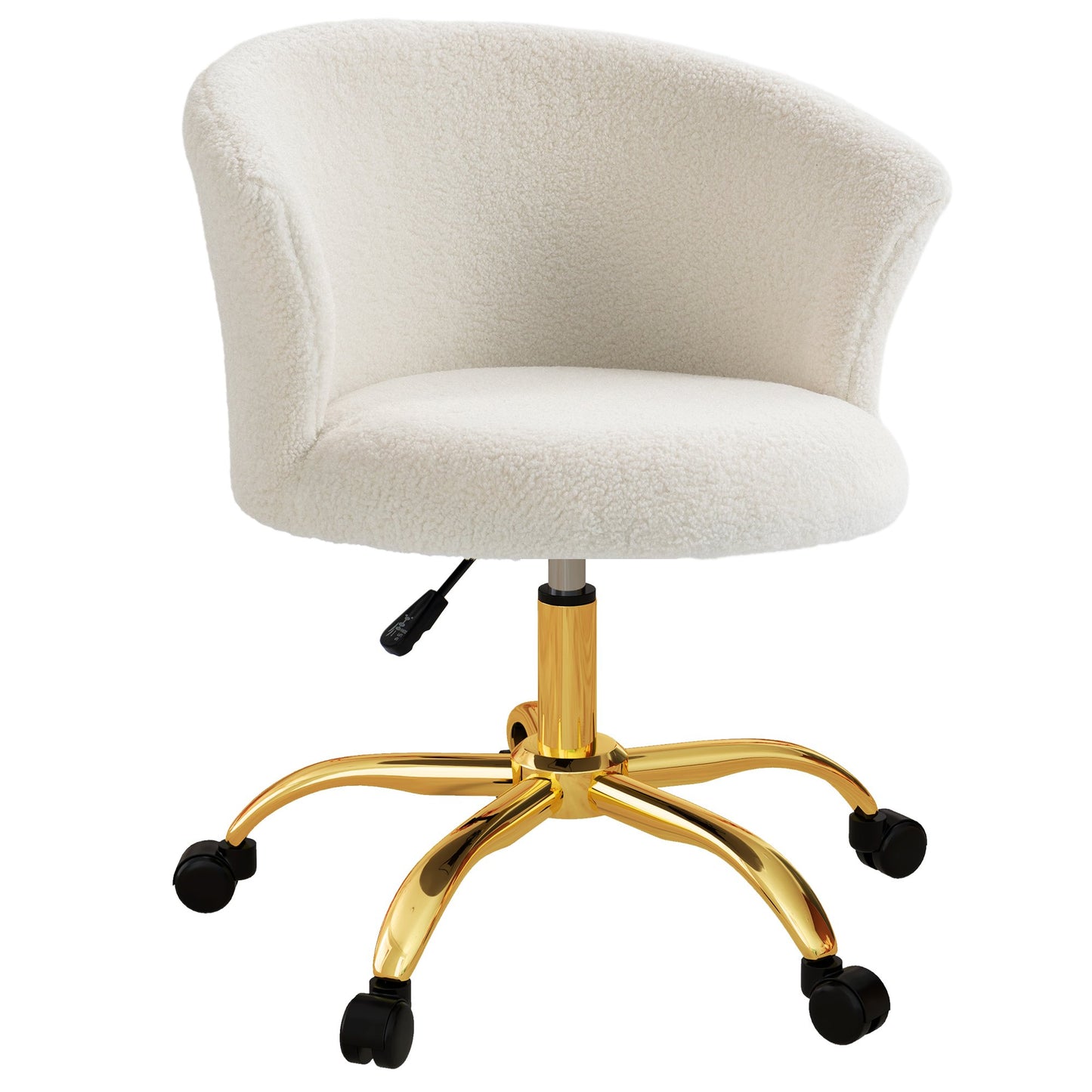 Adjustable Office Chair, Teddy Fleece, 58x56x68-76 cm, White