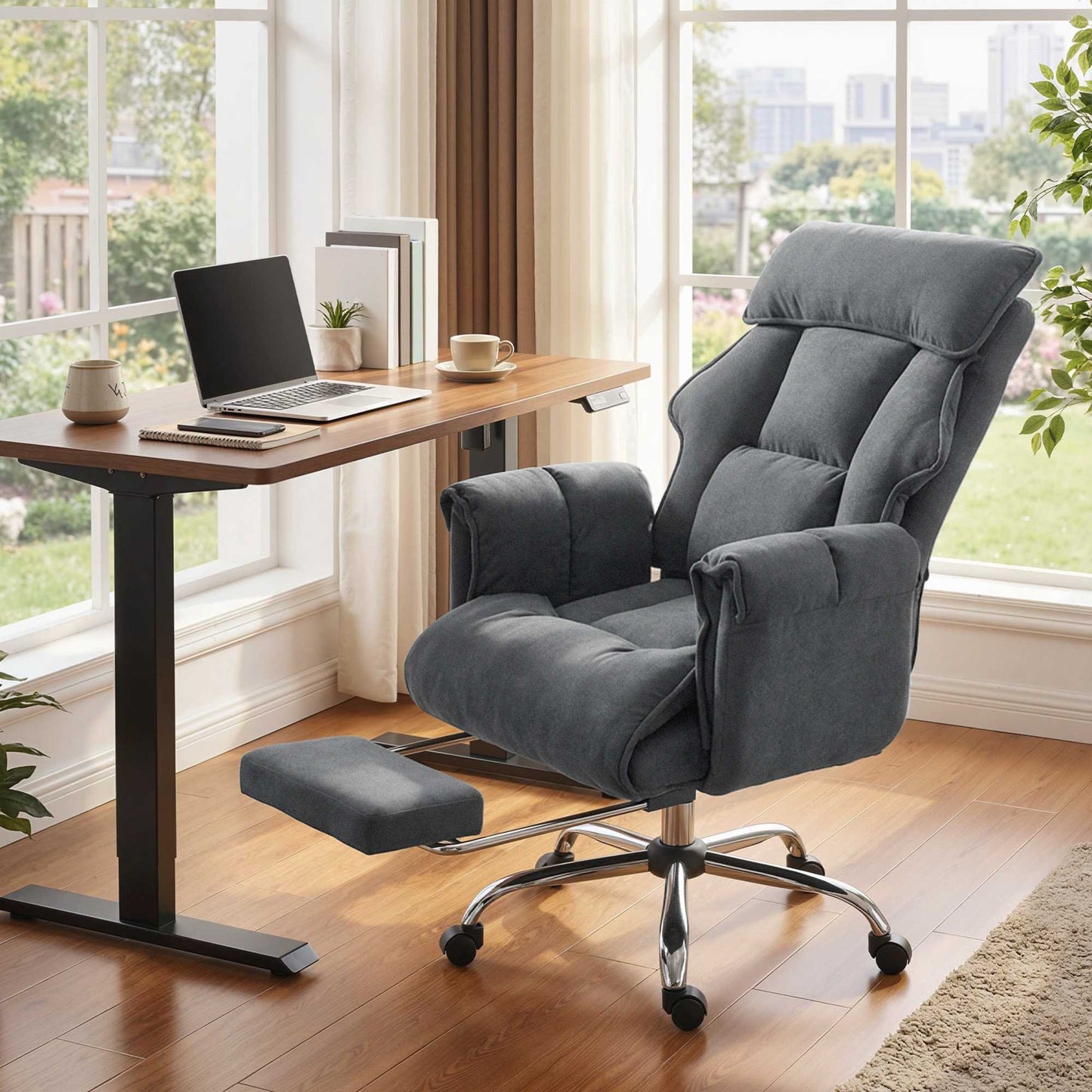 Adjustable Office Chair with Lumbar Support and Footrest