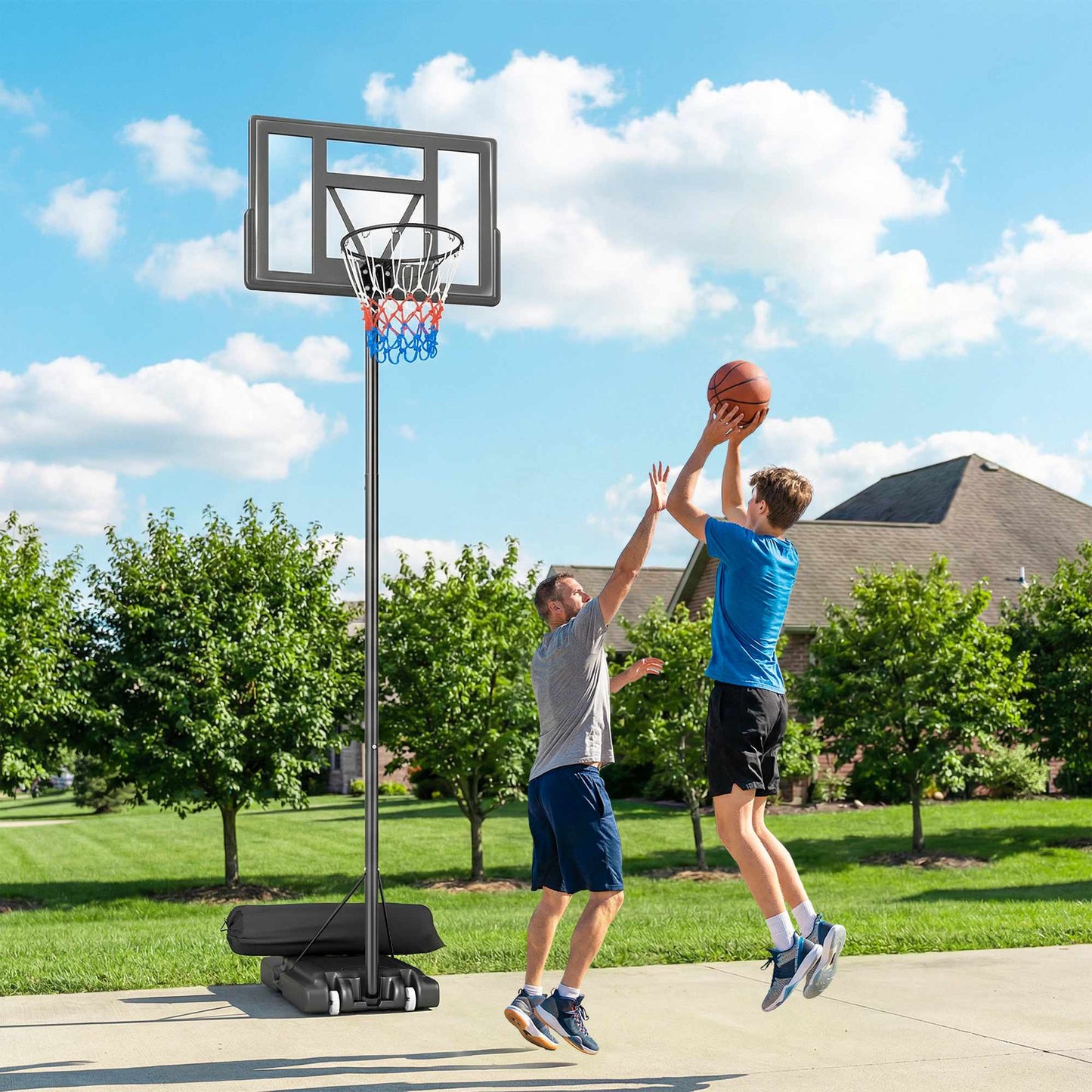 Adjustable Outdoor Basketball Hoop 135-305cm with Wheels