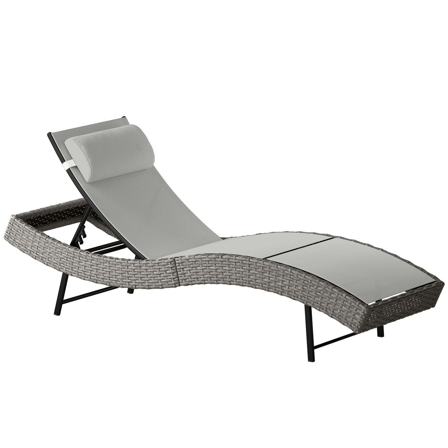 Adjustable Outdoor Sun Lounger with Breathable Mesh