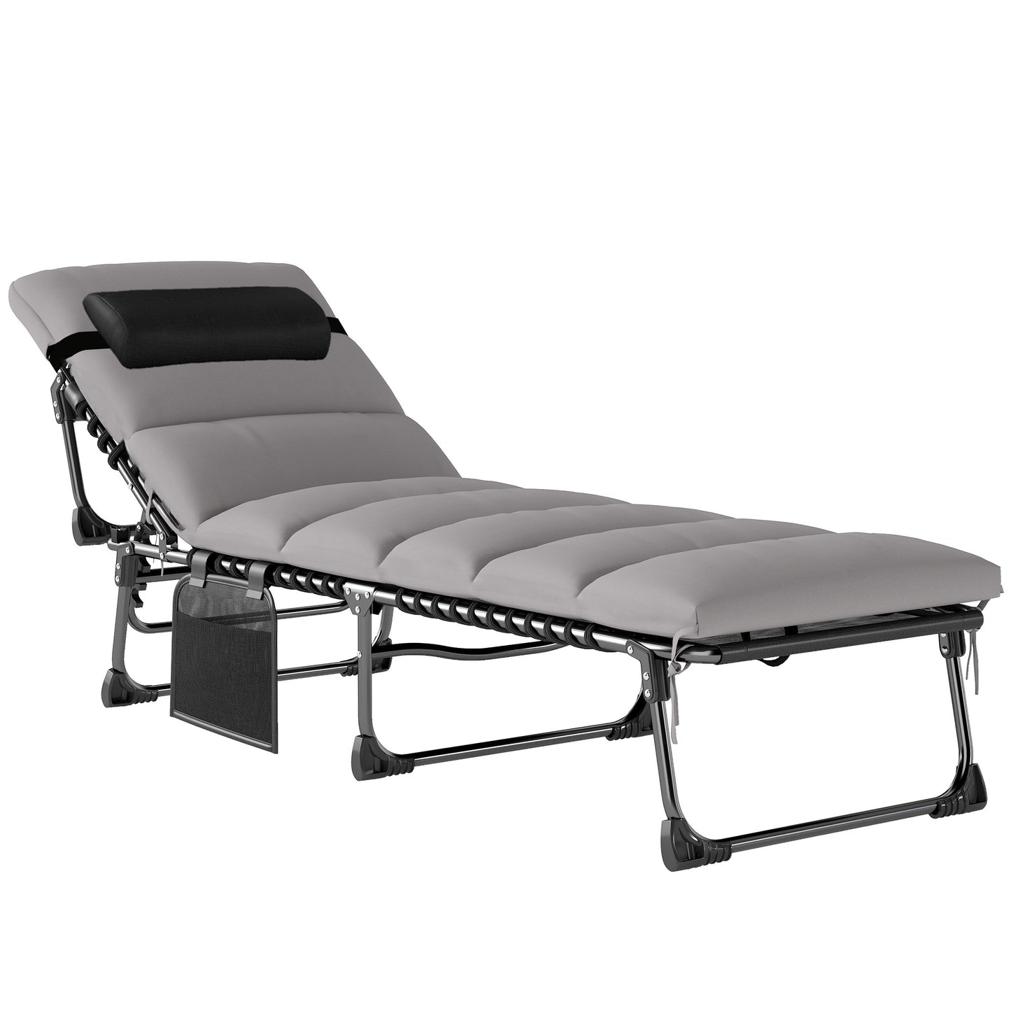 Adjustable Outdoor Sun Lounger with Cushion and Pocket