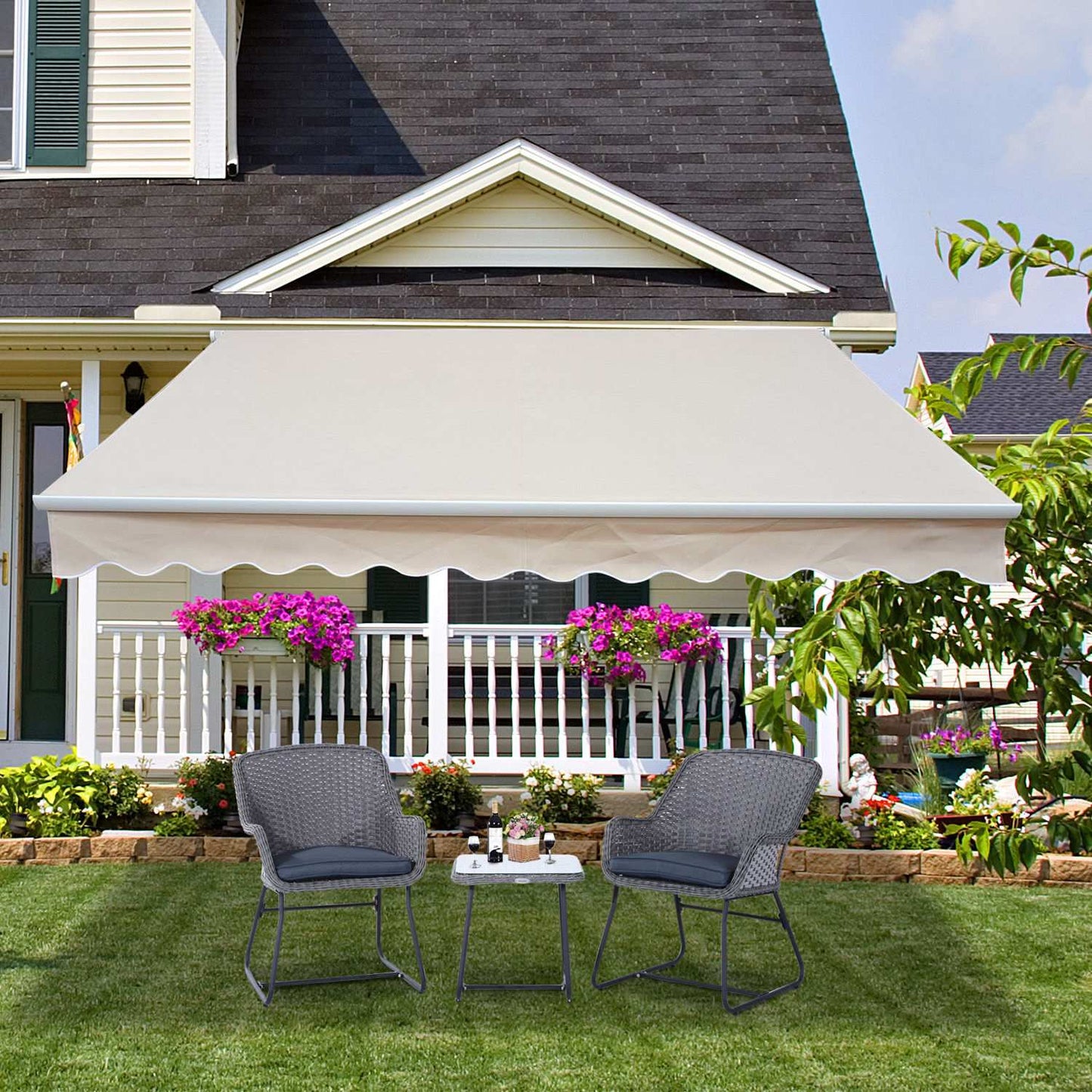 Adjustable Patio Awning, 4.5 x 3m, Beige, with Crank