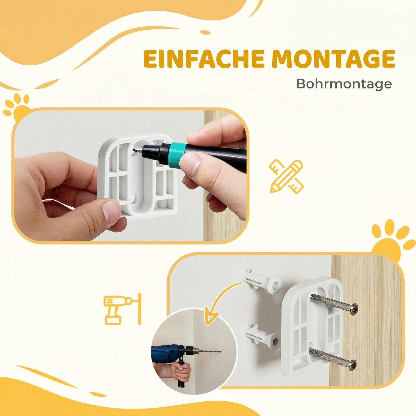 Adjustable Pet Gate, Auto-Close, 74.5-111.5 cm, White