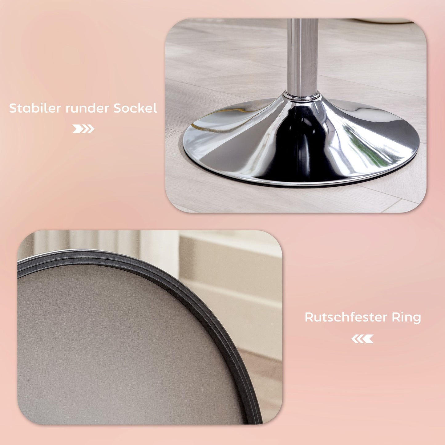 Adjustable Pink Corduroy Bar Stool, 360° Swivel, Metal Base