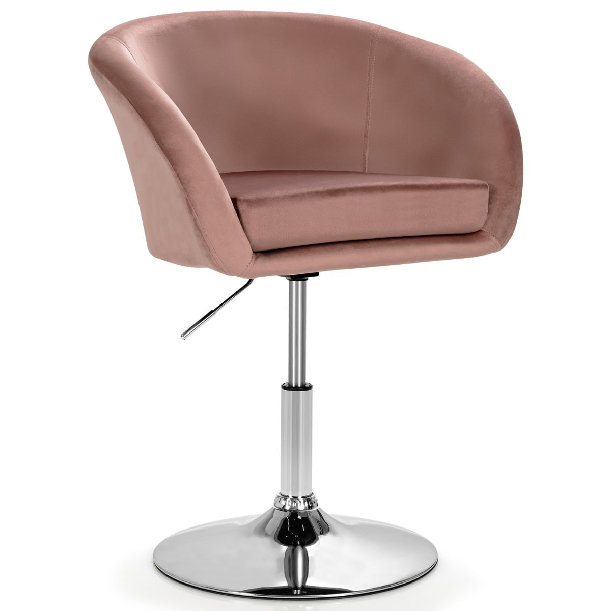 Adjustable Pink Velvet Swivel Bar Stool, 360 Rotation, 120kg Capacity