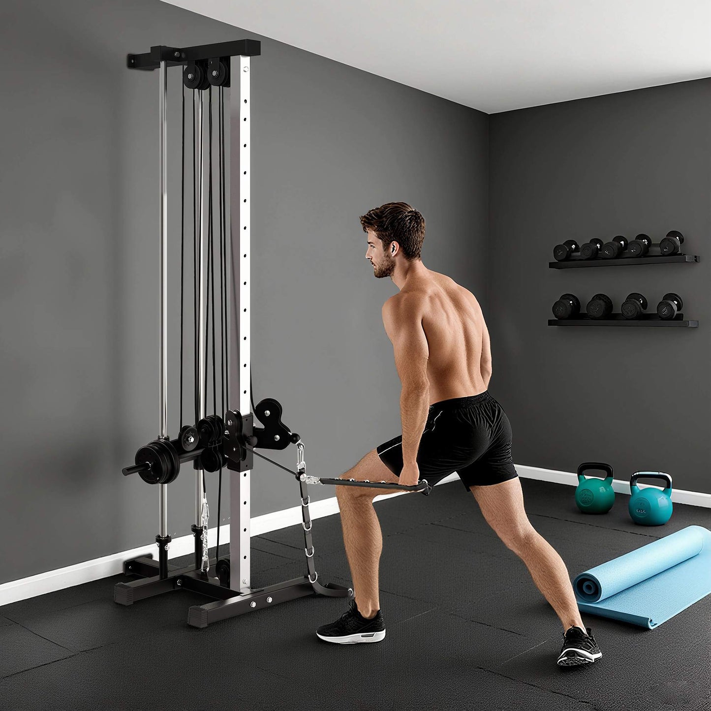 Adjustable Power Station with Dual Pulley, 25-165 cm, Black