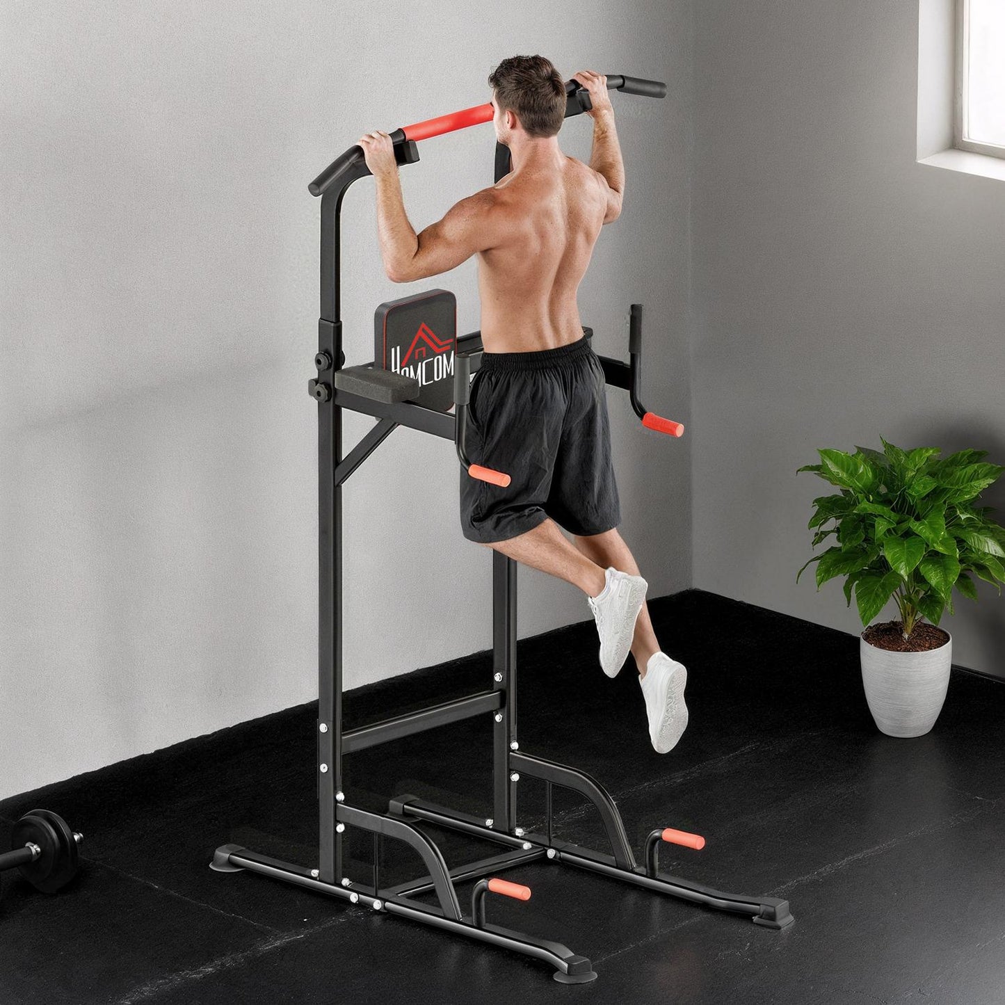 Adjustable Power Tower with Pull-Up Bar and Dip Station