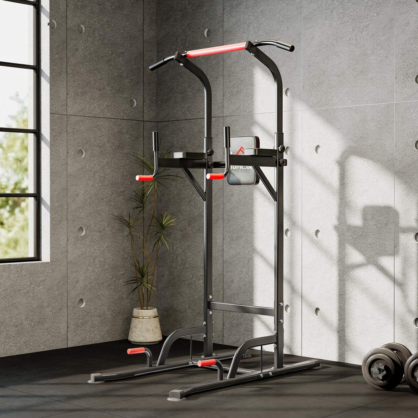 Adjustable Power Tower with Pull-Up Bar and Dip Station