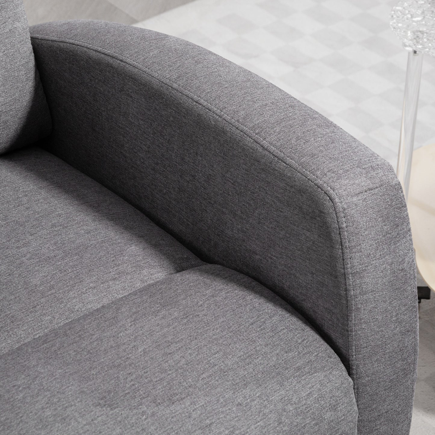 Adjustable Recliner Chair with Footrest, Dark Grey Fabric