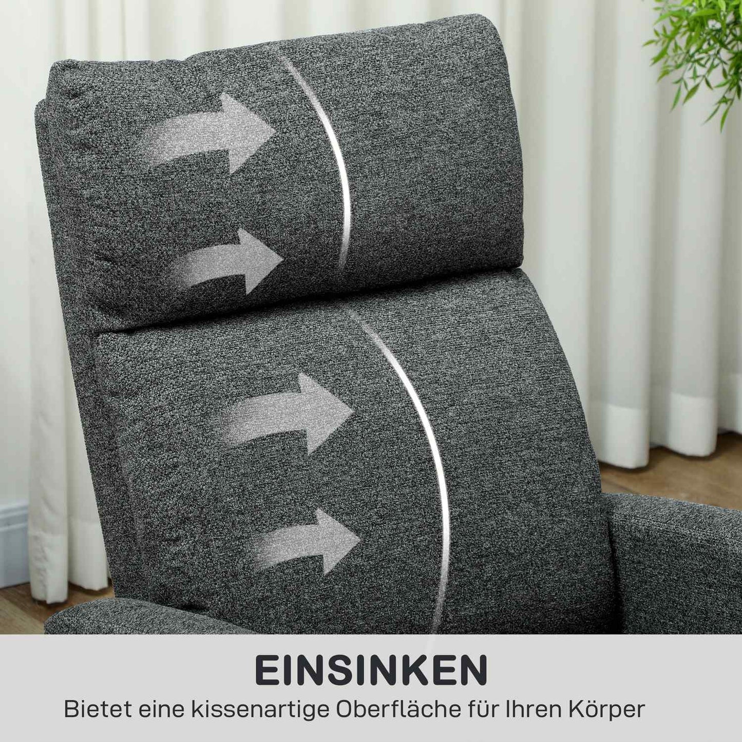 Adjustable Recliner Chair with Footrest, Gray Fabric