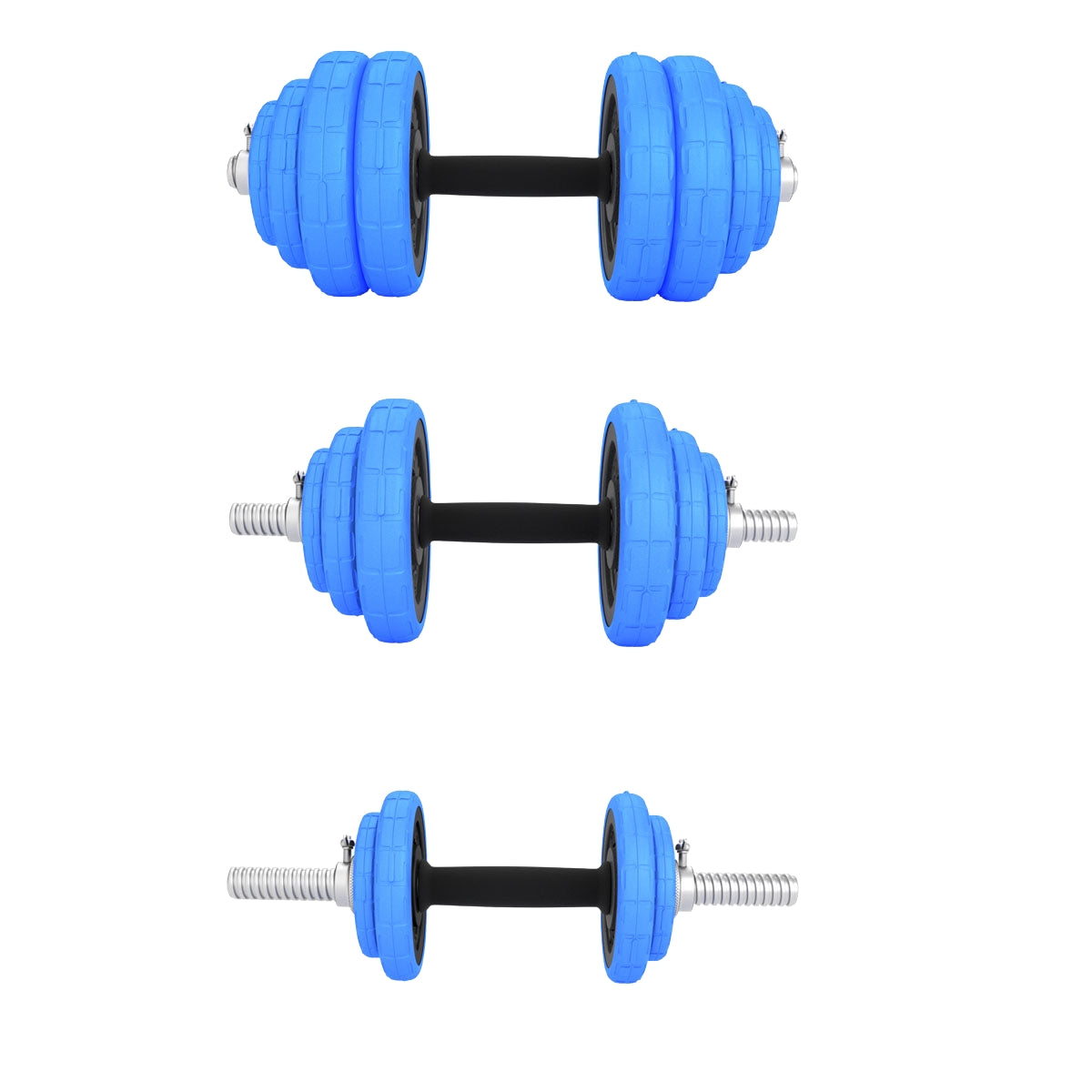 Adjustable Rubberized Dumbbells, 30kg, Bar Included