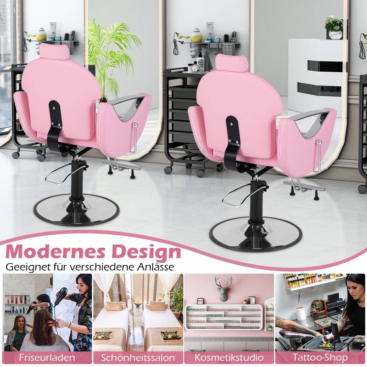 Adjustable Salon Chair with Headrest & Hydraulic Pump