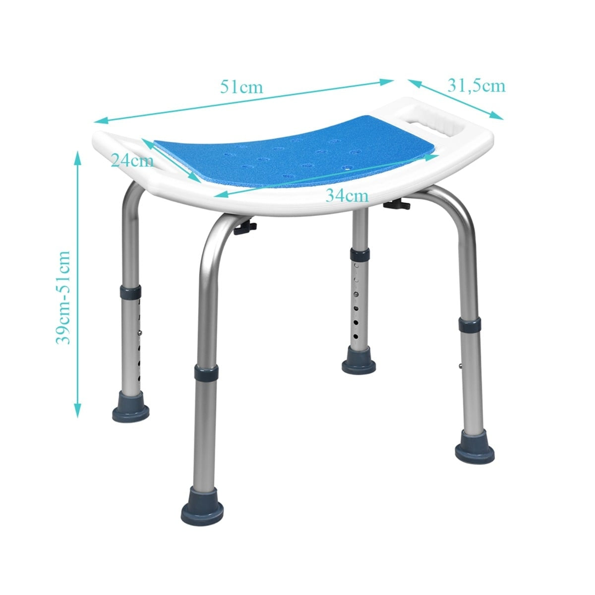 Adjustable Shower Stool, 150kg Capacity, Non-Slip Seat