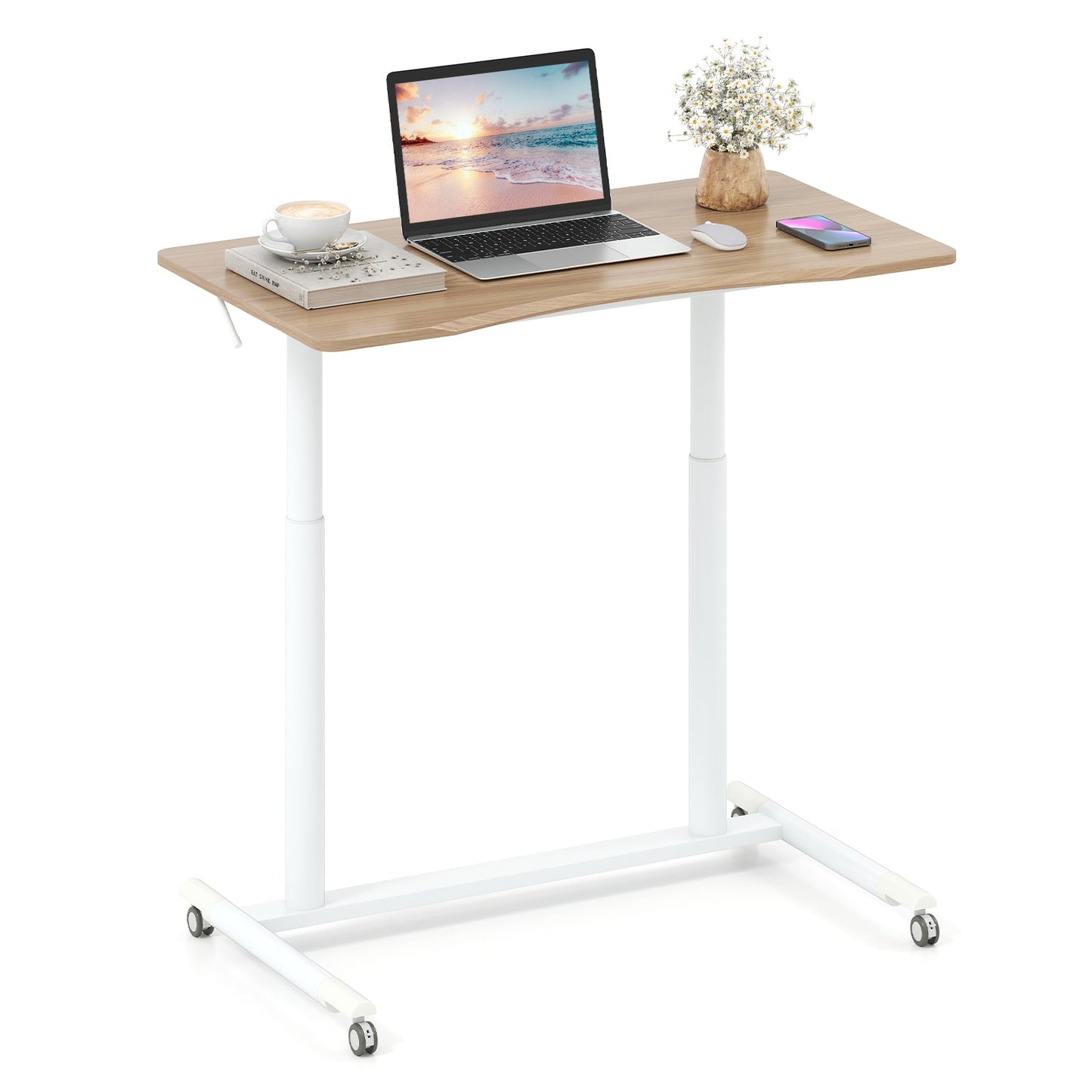 Adjustable Sit-Stand Desk, C-Shape, 70-106 cm, Mobile