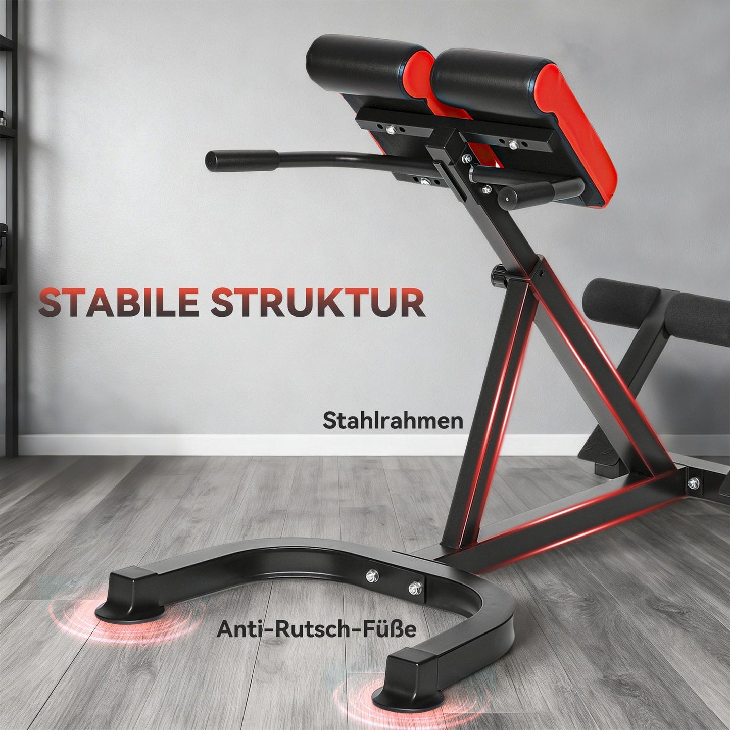 Adjustable Steel Fitness Bench – Red/Black, Home Gym