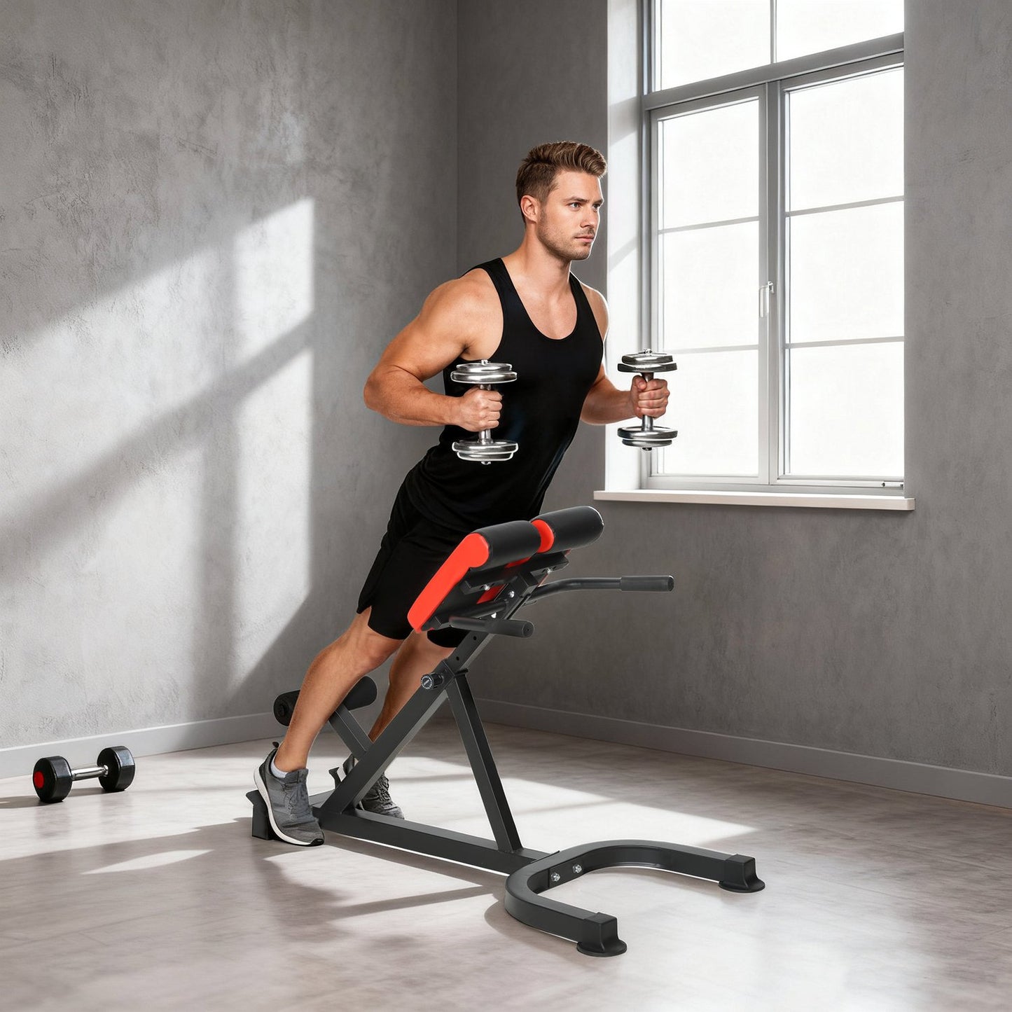 Adjustable Steel Fitness Bench – Red/Black, Home Gym