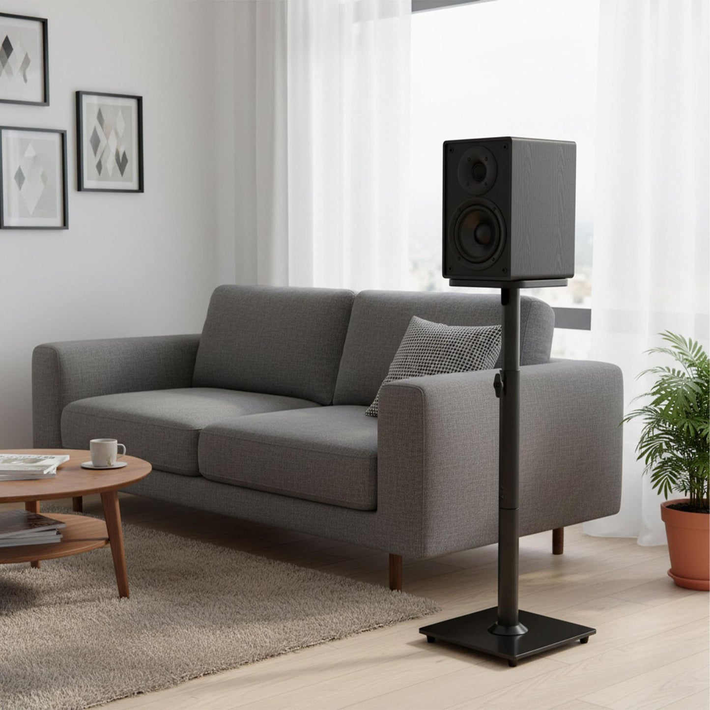 Adjustable Steel & Glass Speaker Stands, Pair