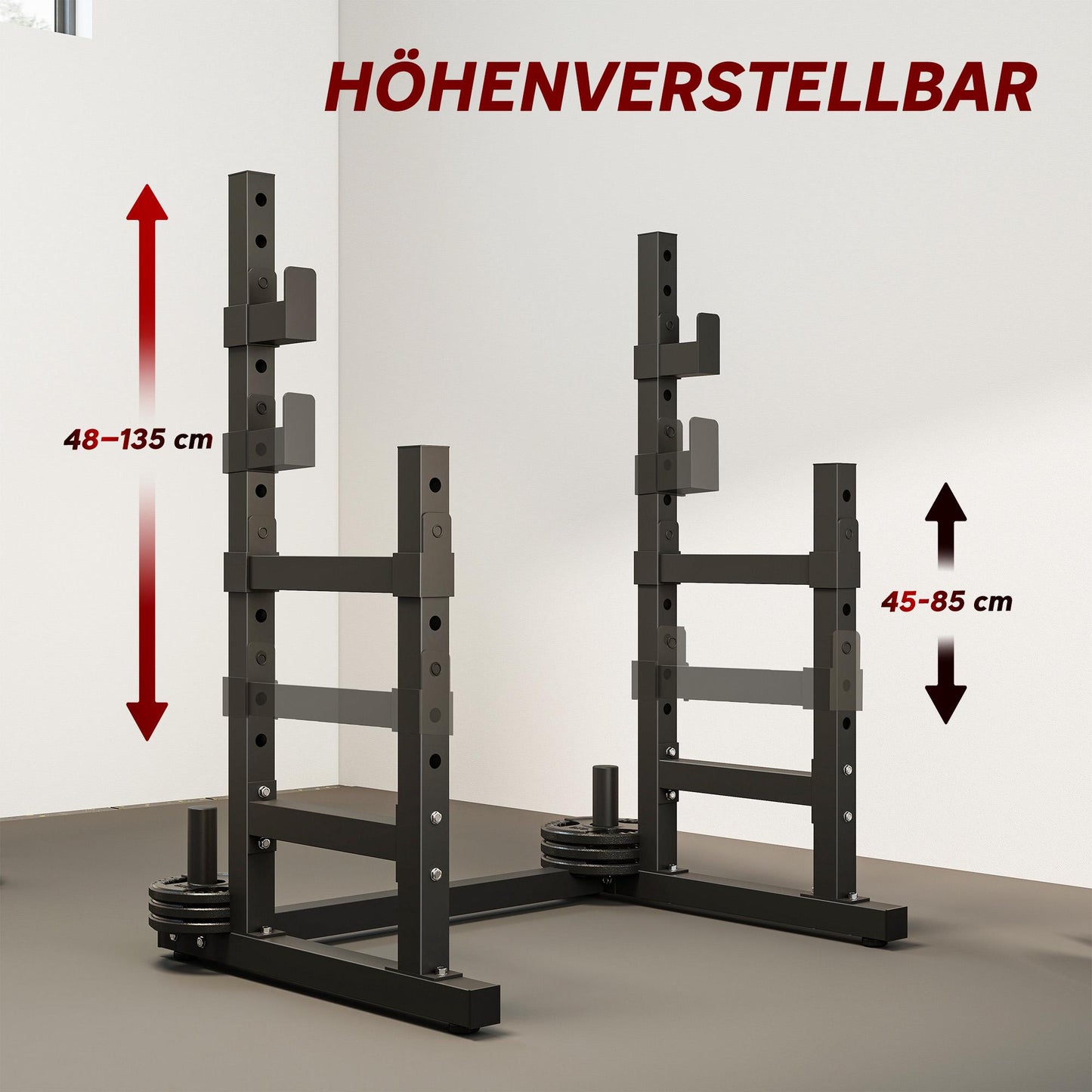 Adjustable Steel Squat Rack with Dual Barbell Stands