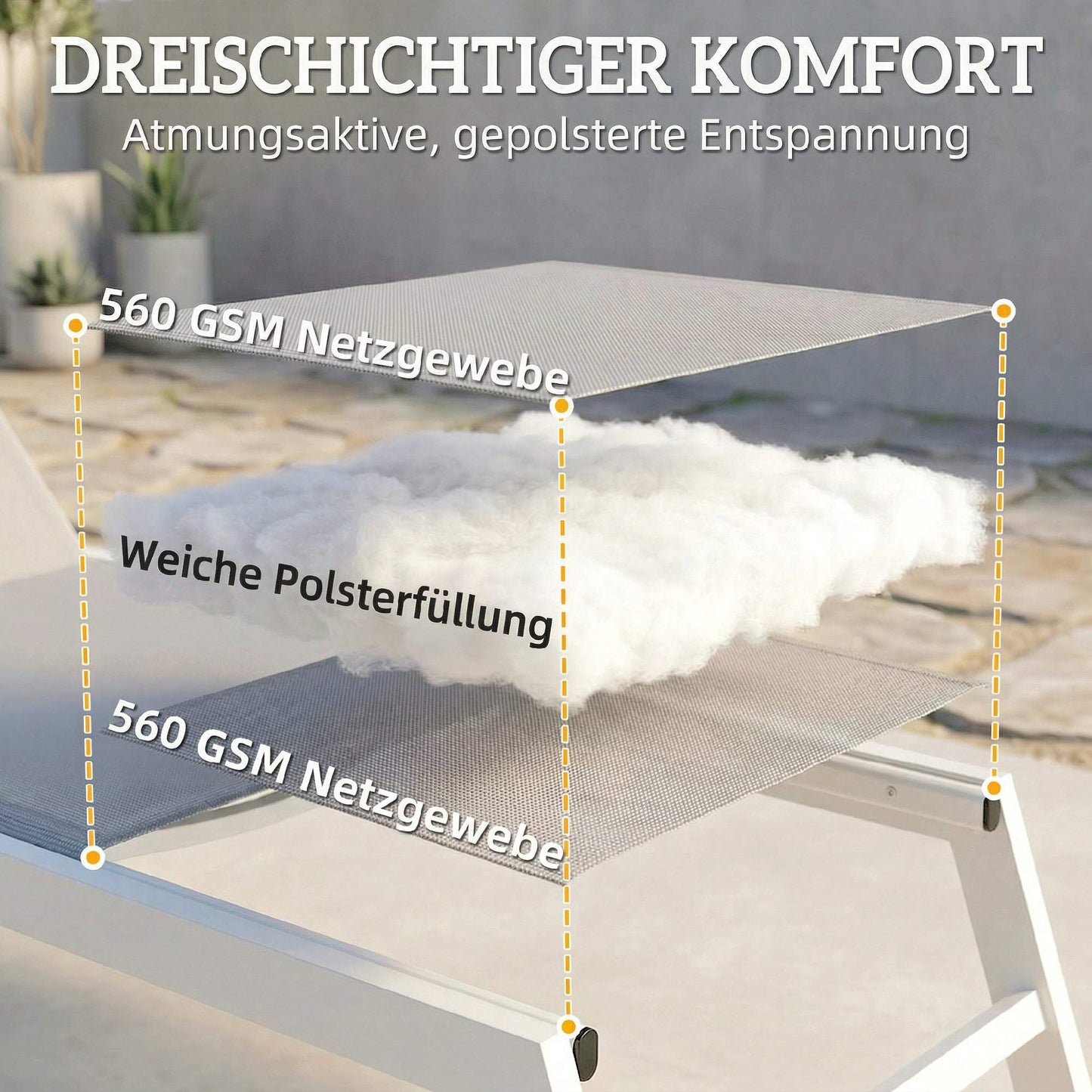 Adjustable Sun Lounger, Breathable Fabric, Aluminum Frame
