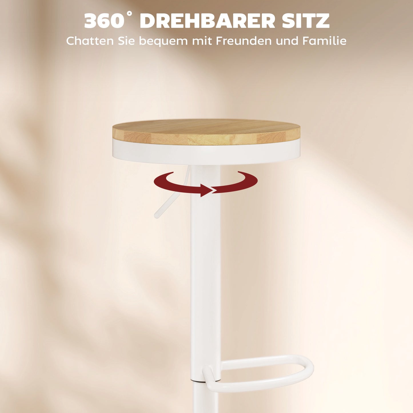 Adjustable Swivel Bar Stools Set of 2, Wood & Steel