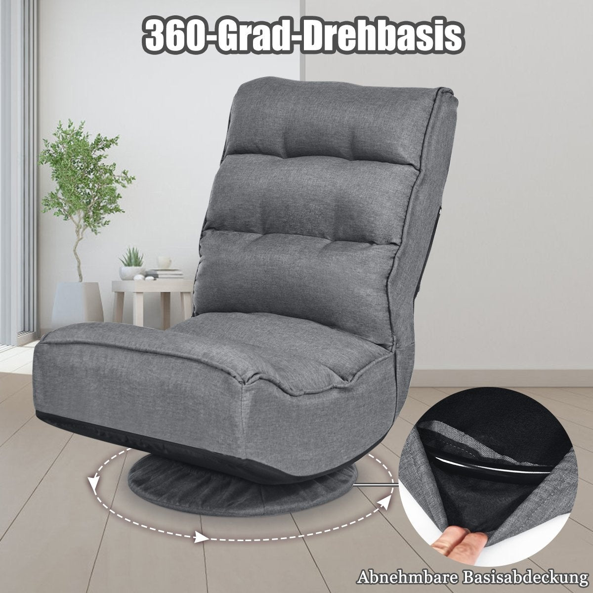 Adjustable Swivel Floor Chair with 5 Recline Positions