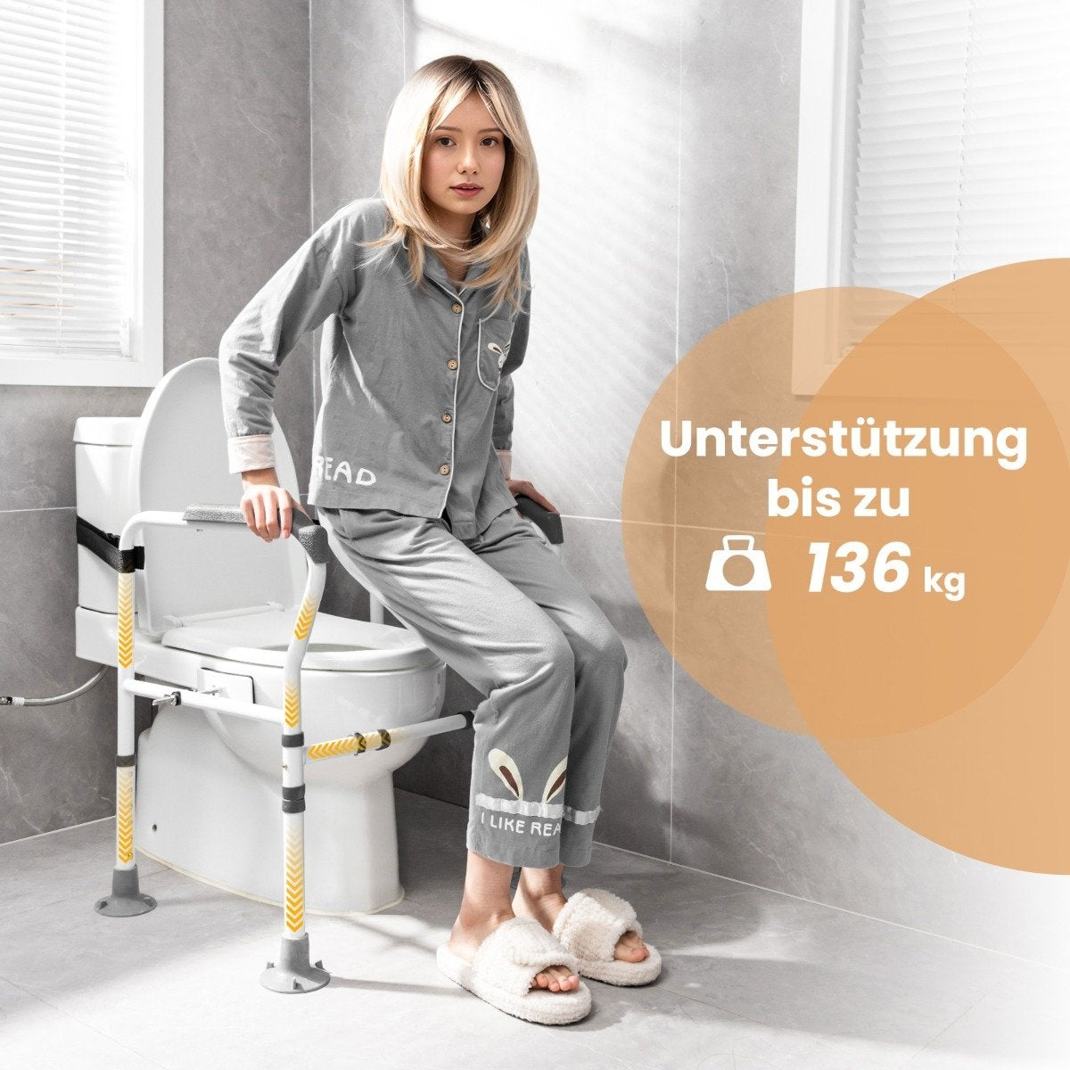 Adjustable Toilet Safety Rail – 6 Heights, 2 Widths, Carbon Steel