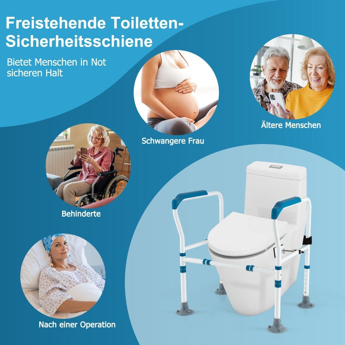 Adjustable Toilet Safety Rail – Height & Width Options