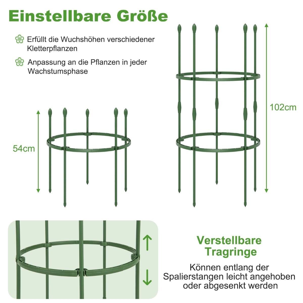 Adjustable Tomato Plant Support Cage Set – 3 Pack, 102 cm